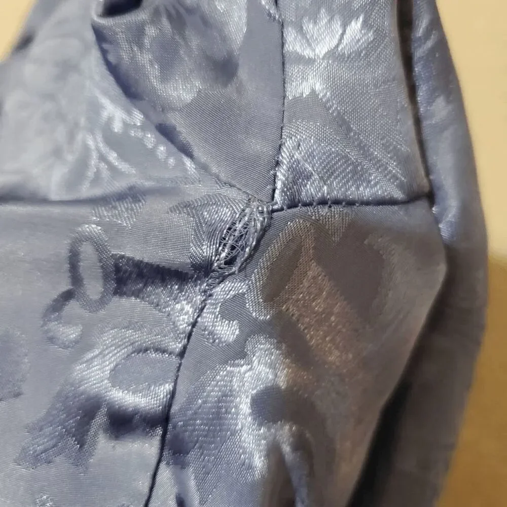 VTG GOLD LABEL VICTORIA'S SECRET BLUE BUTTON UP SATIN SLEEP SHIRT M/L